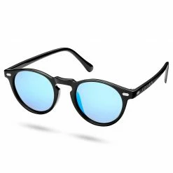 Promo 🤩 Sidegren Retro Round Black & Baby Blue Polarised 👓 Sunglasses 😉