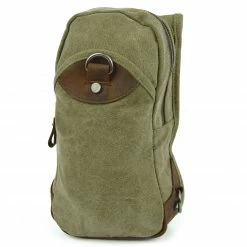 Best deal 🔔 Convey Army Green Canvas & Brown Leather Shoulder Bag ⌛