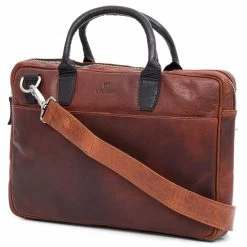 Promo 🤩 Lucleon Montreal Slim 13" Executive Tan & Black Leather Bag ✔️ -Cheap BAGS FOR MEN Store 1 1 201 1 179 1 214