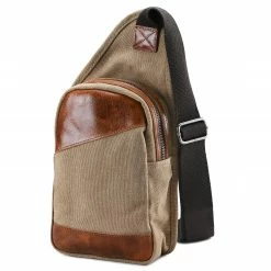 Coupon 🌟 Convey Brown Canvas and Tan Cowhide Shoulder Bag ⭐