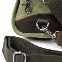 Best deal 🔔 Convey Army Green Canvas & Brown Leather Shoulder Bag ⌛ -Cheap BAGS FOR MEN Store 1 3 95
