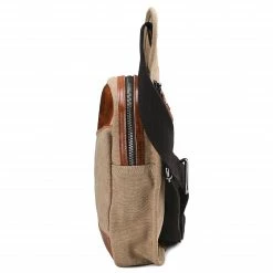 Coupon 🌟 Convey Brown Canvas and Tan Cowhide Shoulder Bag ⭐ -Cheap BAGS FOR MEN Store 1 4sabae 1