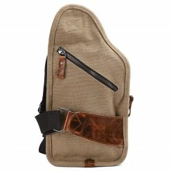 Coupon 🌟 Convey Brown Canvas and Tan Cowhide Shoulder Bag ⭐ -Cheap BAGS FOR MEN Store 1 5sabae