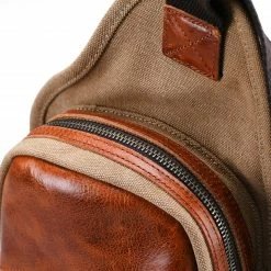 Coupon 🌟 Convey Brown Canvas and Tan Cowhide Shoulder Bag ⭐ -Cheap BAGS FOR MEN Store 1 6sabae