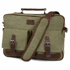 Wholesale 🤩 Salt & Hide Tarpa | Olive Green & Dark Brown Canvas Messenger Bag 👏