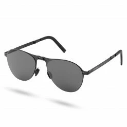 Cheap 🌟 Waykins Thea | Black & Dark Grey Stainless Steel Folding 👓 Sunglasses 🧨