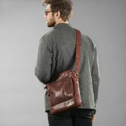 Cheapest ⌛ Lucleon Montreal | Classic Slim Tan Leather Reporter Bag 🧨 -Cheap BAGS FOR MEN Store 19754 06