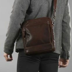 Coupon 🔥 Lucleon Montreal | Dark Brown Classic Leather Reporter Bag ✨ -Cheap BAGS FOR MEN Store 19755 05