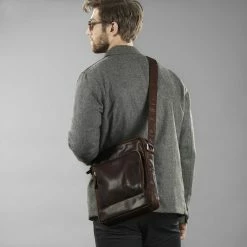 Coupon 🔥 Lucleon Montreal | Dark Brown Classic Leather Reporter Bag ✨ -Cheap BAGS FOR MEN Store 19755 06