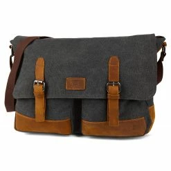 New ✔️ Salt & Hide Tarpa | Graphite Canvas & Tan Leather Laptop Bag 🔔