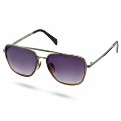 New 🎁 Lucleon Black & Dark Violet Stainless Steel Aviator 👓 Sunglasses 😉