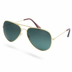 Discount ⭐ Paul Riley Gold-Tone & Dark Green Aviator 👓 Sunglasses 🌟