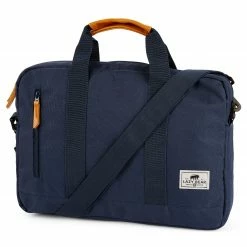 Best deal 😍 Lazy Bear Lewis | Navy Blue Polyester & Faux Leather Laptop Bag 🛒