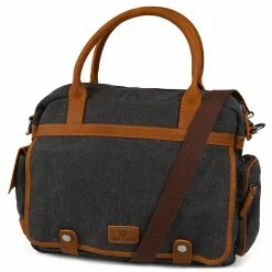 Outlet 🧨 Salt & Hide Tarpa | Graphite & Tan Canvas Laptop Bag 😀