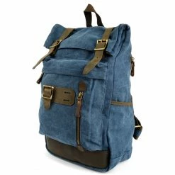 Best Pirce ✔️ Convey Light Blue Canvas & Brown Leather 🎒 Backpack 💯