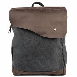 Promo 🔔 Convey Charcoal Canvas & Dark Brown Leather 🎒 Backpack 👍 -Cheap BAGS FOR MEN Store 6042 04