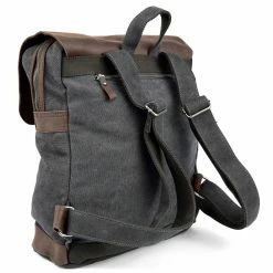 Promo 🔔 Convey Charcoal Canvas & Dark Brown Leather 🎒 Backpack 👍 -Cheap BAGS FOR MEN Store 6042 06