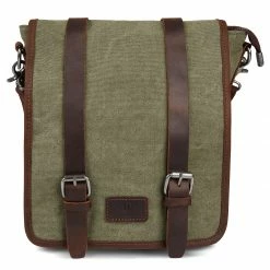 Flash Sale ✔️ Salt & Hide Tarpa | Slim Green Canvas & Brown Leather Messenger Bag ❤️ -Cheap BAGS FOR MEN Store 7 2 85 1 264 1