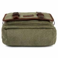Flash Sale ✔️ Salt & Hide Tarpa | Slim Green Canvas & Brown Leather Messenger Bag ❤️ -Cheap BAGS FOR MEN Store 7 4 121 1