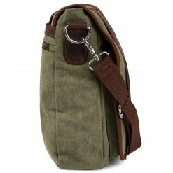 Flash Sale ✔️ Salt & Hide Tarpa | Slim Green Canvas & Brown Leather Messenger Bag ❤️ -Cheap BAGS FOR MEN Store 7 5 86