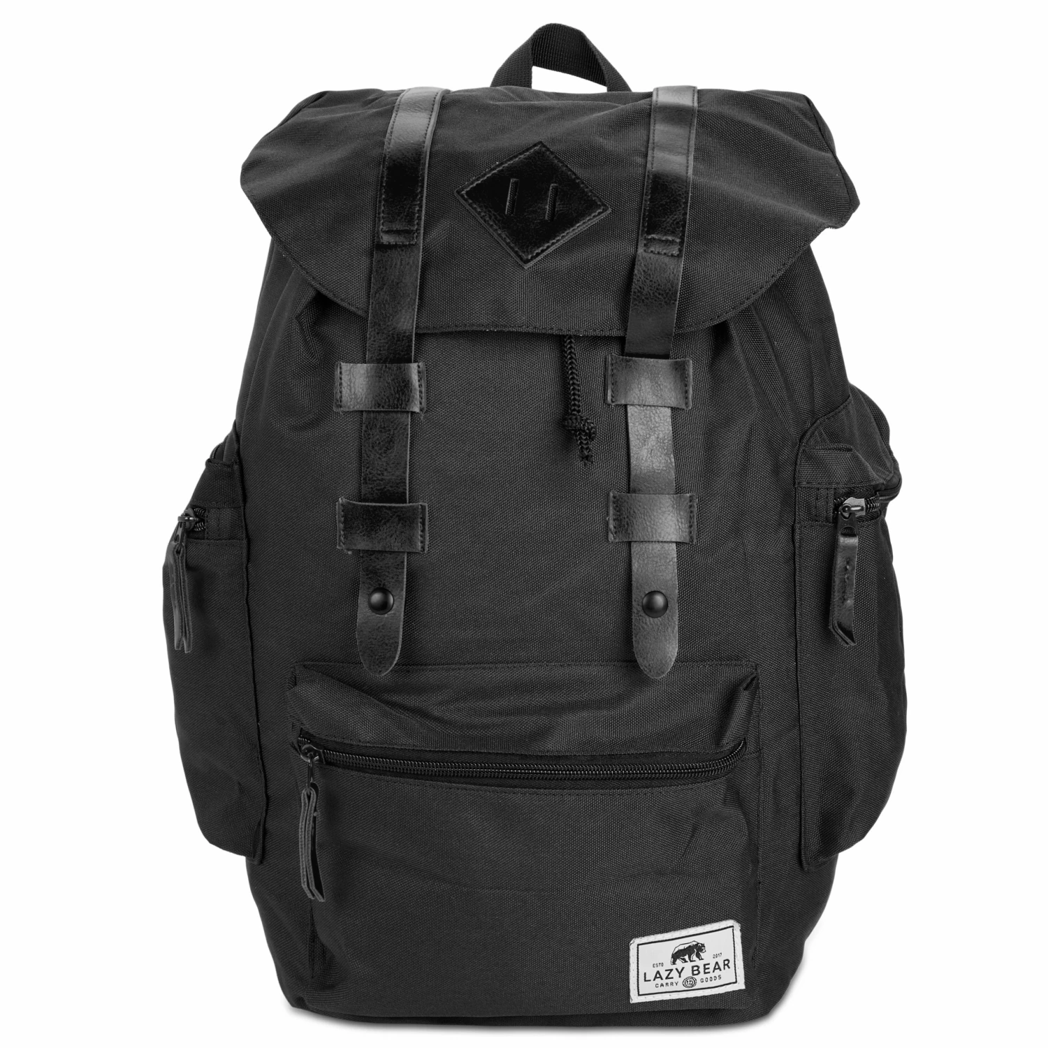 Discount โค๏ธ Lazy Bear Lewis | Black Polyester & Faux Leather Adventure ๐ Backpack ๐ 2 Discount โค๏ธ Lazy Bear Lewis | Black Polyester & Faux Leather Adventure ๐ Backpack ๐ - Image 2