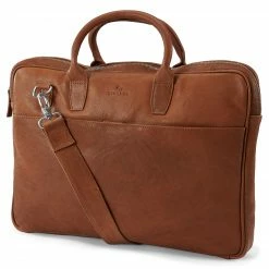 Best Sale ⭐ Lucleon Cambodia | Slim 15” Executive Tan Leather Bag 💯