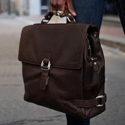 Wholesale 😍 Lucleon Montreal | Luxury Dark Brown Leather Satchel Bag 🤩 -Cheap BAGS FOR MEN Store brown bag 2