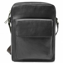 Promo 🥰 Lucleon Lincoln | Black & Dark Brown Leather Crossbody Bag 👍 -Cheap BAGS FOR MEN Store laublack2