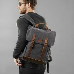 Wholesale 💯 Salt & Hide Tarpa | Classic Graphite Canvas & Tan Leather 🎒 Backpack 😍 -Cheap BAGS FOR MEN Store rst megashoot bags 16465 1