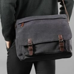 Promo 🔥 Delton Bags Dark gray Canvas Messenger Bag 🥰 -Cheap BAGS FOR MEN Store rst megashoot bags 9633 2 1