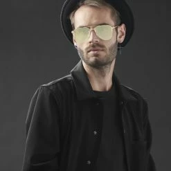 New 👏 Paul Riley Gold-Tone & Green Aviator 👓 Sunglasses ⭐ -Cheap BAGS FOR MEN Store rst megashoot sunglasses 13907 1yg