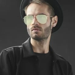 New 👏 Paul Riley Gold-Tone & Green Aviator 👓 Sunglasses ⭐ -Cheap BAGS FOR MEN Store rst megashoot sunglasses 13907 2yg