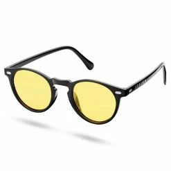Brand new 🔔 Sidegren Black & Yellow Round Polarised 👓 Sunglasses ⭐