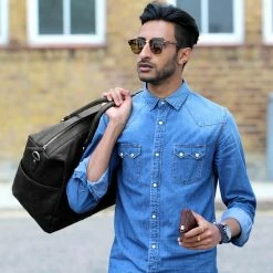 Promo 👏 Lucleon California | Black Leather Duffle Bag ❤️ -Cheap BAGS FOR MEN Store sort california rejsetaske 1