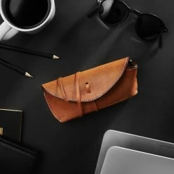 Best deal 🥰 Salt & Hide Tan Leather Glasses Case 🌟 -Cheap BAGS FOR MEN Store ste megashoot glasses 13327 3