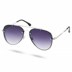 Budget 🔥 Seizmont Silver-Tone & Dark Purple Gradient Aviator 👓 Sunglasses 🔔